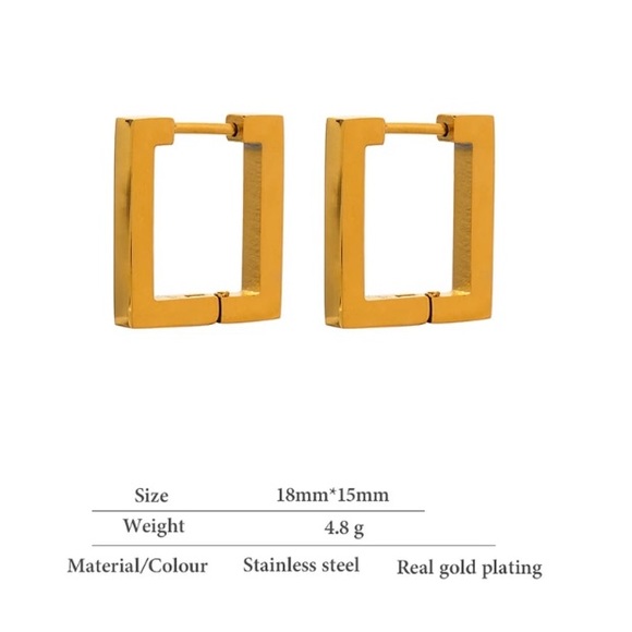 💛18K gold plated square earrings - Picture 3 of 5